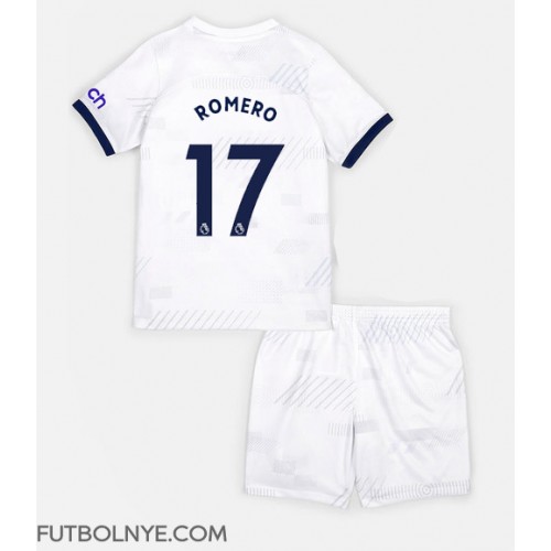 Camiseta Tottenham Hotspur Cristian Romero #17 Primera Equipación para niños 2023-24 manga corta (+ pantalones cortos)